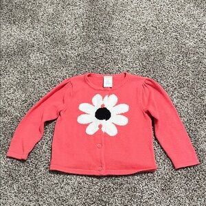 Baby Girl Coral Daisy Knit Cardigan